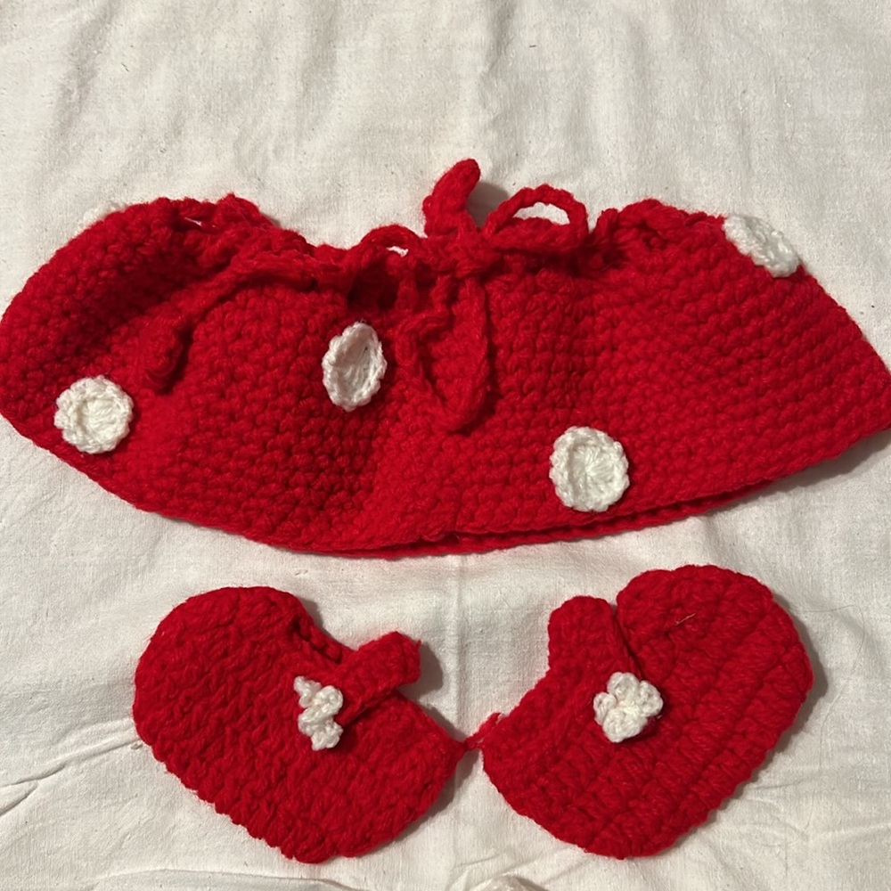 🔥🔥HP🔥🔥NWOT Minnie Mouse 4-pc Handmade Costume Baby Girl Sz 0-6 gift photo op - Picture 6 of 12